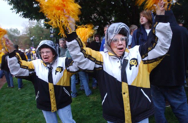 <p> Paul Aiken/Digital First Media/Boulder Daily Camera via Getty</p> Peggy Coppom (left) and her identical twin, Betty Hoover