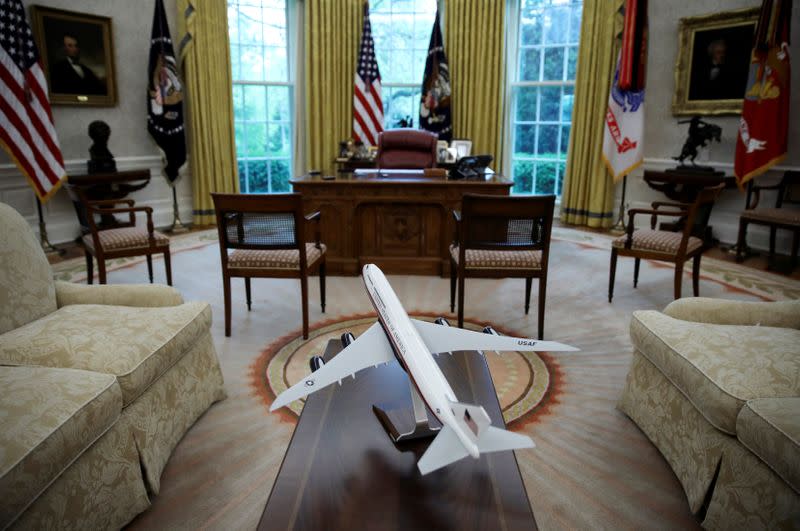 FILE PHOTO: The Oval Office is seen before an interview of U.S. President Trump with Reuters at the White House in Washington