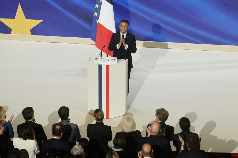 Macron also praised the strength of ties with the UK (Christophe PETIT TESSON)