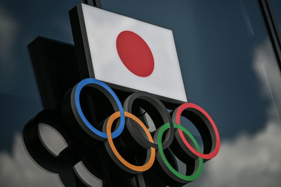 Olympic Rings and the Japanese flag