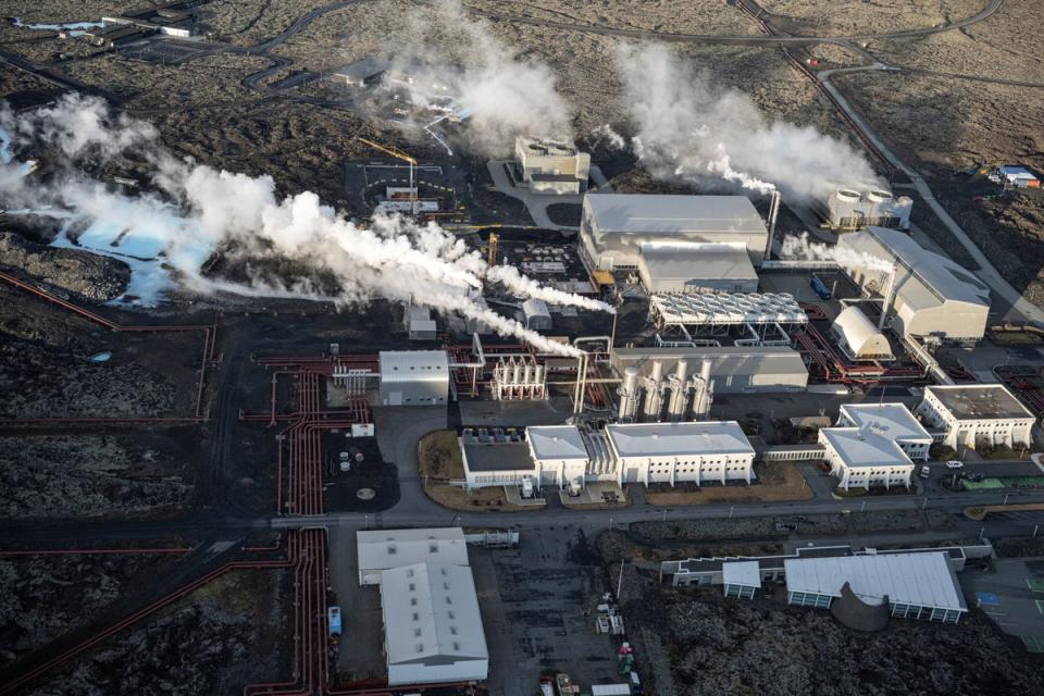 The Svartsengi geothermal power plant may be threatened by ongoing eruption nearby (REUTERS)