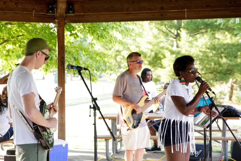 Ebony and the Ruckus perform during a Juneteenth celebration, Saturday, June 18, 2022 at Columbian Park in Lafayette.