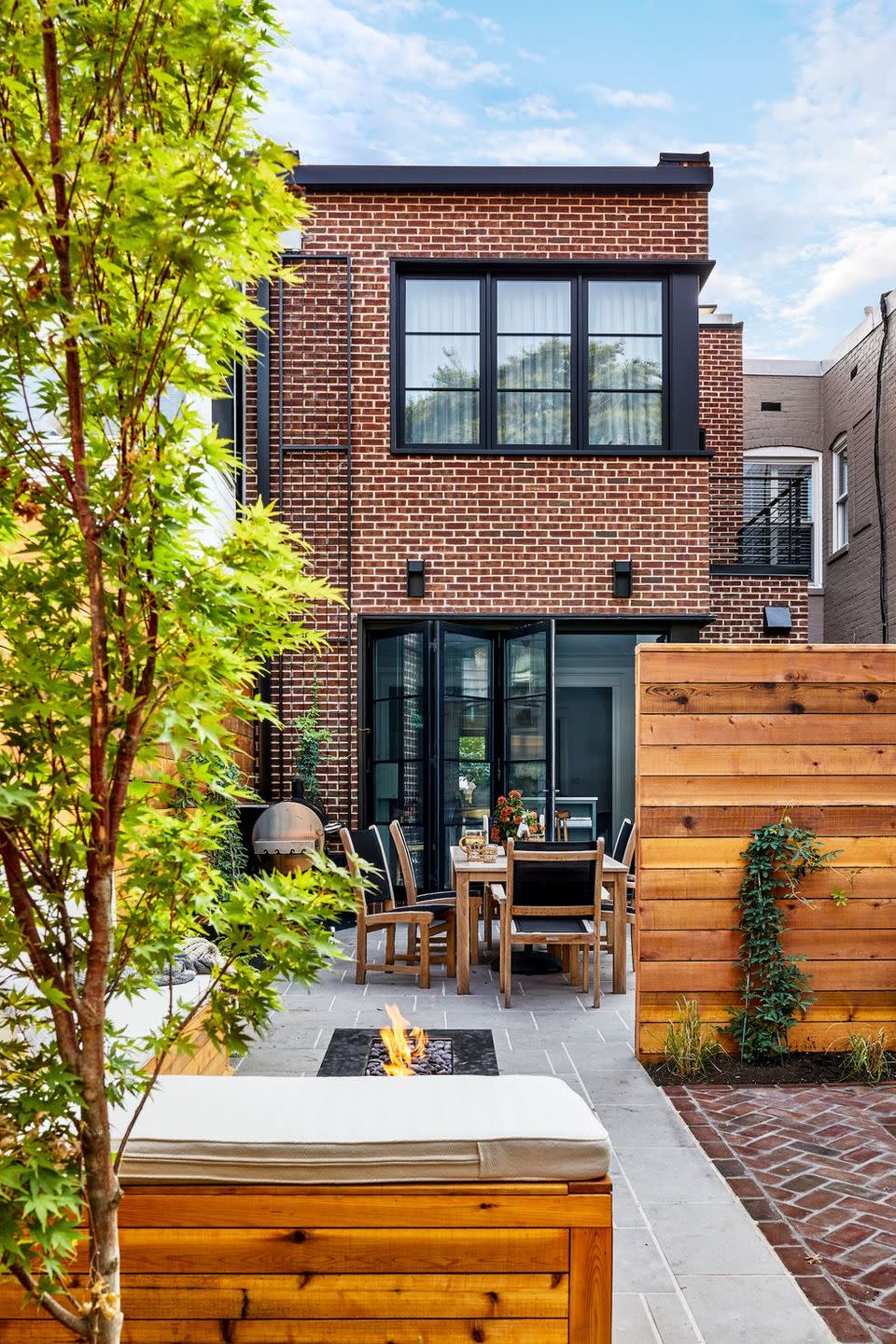 paver patio with brick and stone