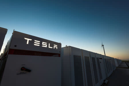 Tesla Powerpacks are seen in Hornsdale, Australia September 29, 2017. Picture taken September 29, 2017. Tesla/Handout via Reuters