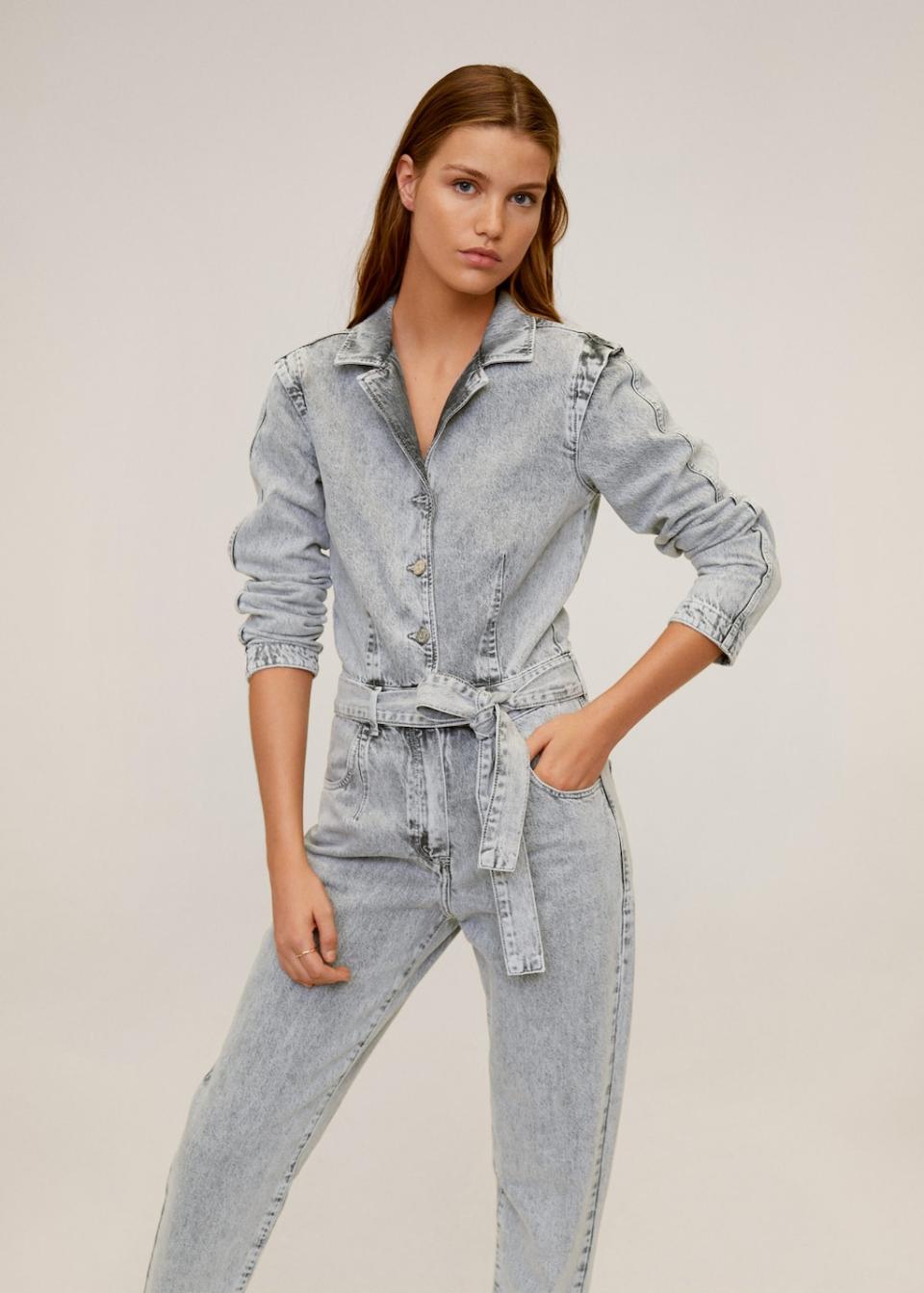 Flecked denim jumpsuit