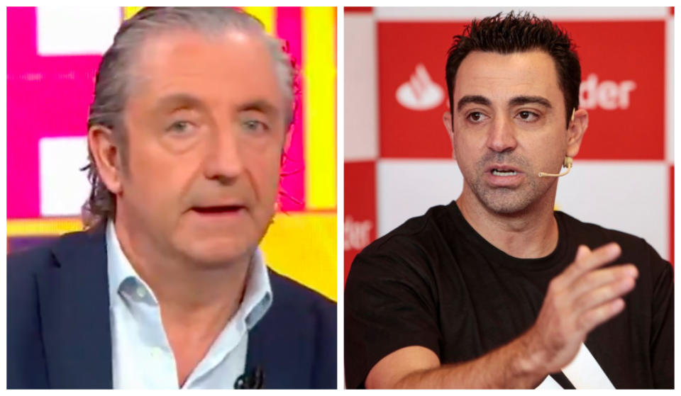 Josep Pedrerol se agarra a cualquier clavo ardiendo para que Xavi no entrene al Barcelona. (Fuentes: Twitter/@elchiringuitotv y Miquel Benitez/Getty Images)