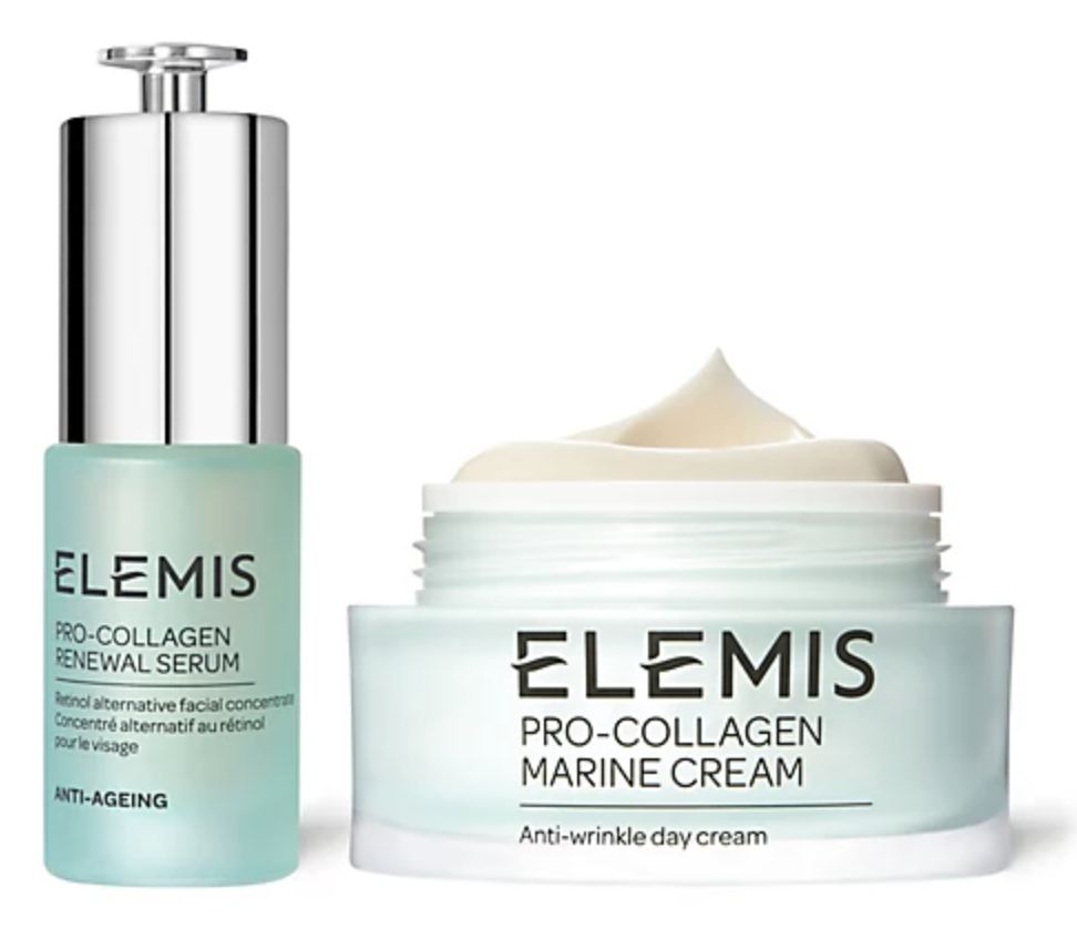 Elemis serum and cream shown side by side