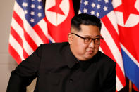 <p>North Korea’s leader Kim Jong Un looks at President Donald Trump before their bilateral meeting at the Capella Hotel on Sentosa island in Singapore, June 12, 2018. (Photo: Jonathan Ernst/Reuters) </p>