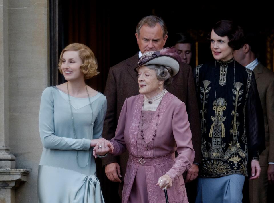 Hugh Bonneville, Laura Carmichael, Maggie Smith and Elizabeth McGovern in "Downton Abbey." (Photo: Jaap Buitendijk / 2019 Focus Features)