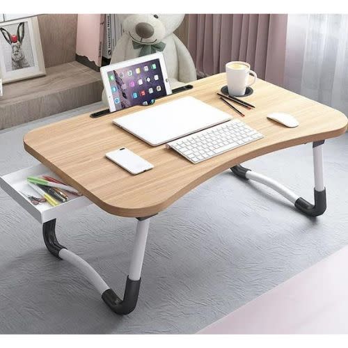 light brown wooden foldable lap desk