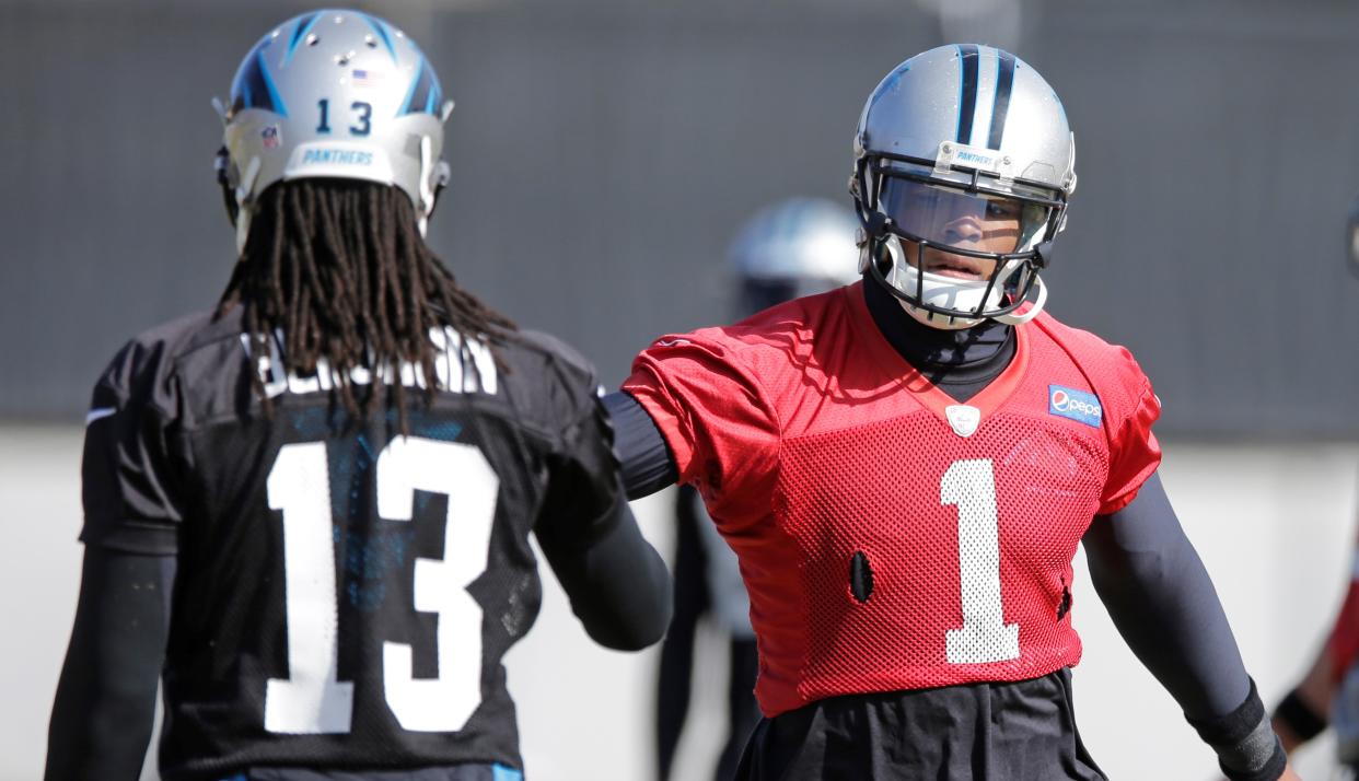Kelvin Benjamin did not hold back last week when asked about his fit with Cam Newton and the Panthers. (AP Photo)