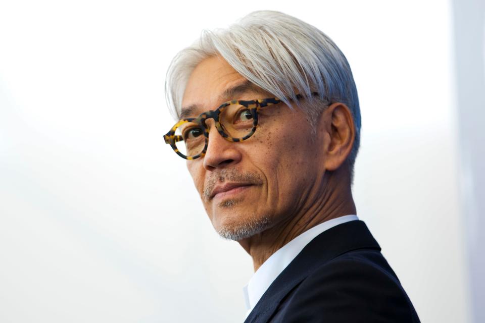 Maestro Ryuichi Sakamoto poses during a photo call for the film "Coda" at the 74th Venice Film Festival in Venice, Italy, Sept. 3, 2017.