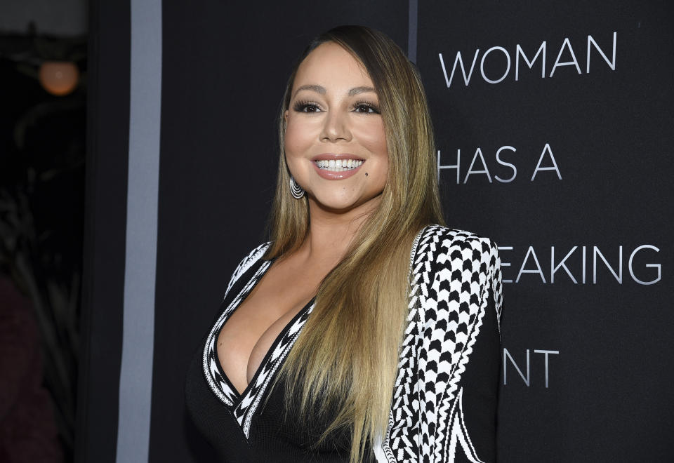 Singer Mariah Carey attends the premiere of Tyler Perry's "A Fall from Grace" at Metrograph on Monday, Jan. 13, 2020, in New York. (Photo by Evan Agostini/Invision/AP)