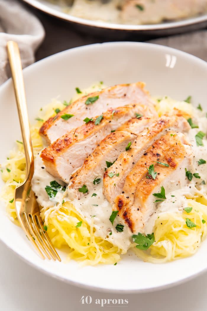 Chicken Alfredo With Spaghetti Squash