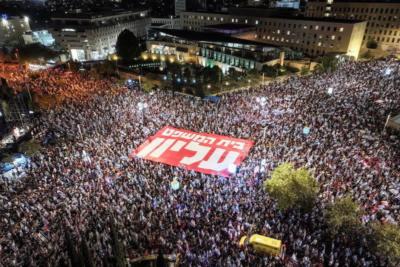 Demonstrations against Israeli Prime Minister Benjamin Netanyahu and his nationalist coalition government's judicial overhaul, in Jerusalem