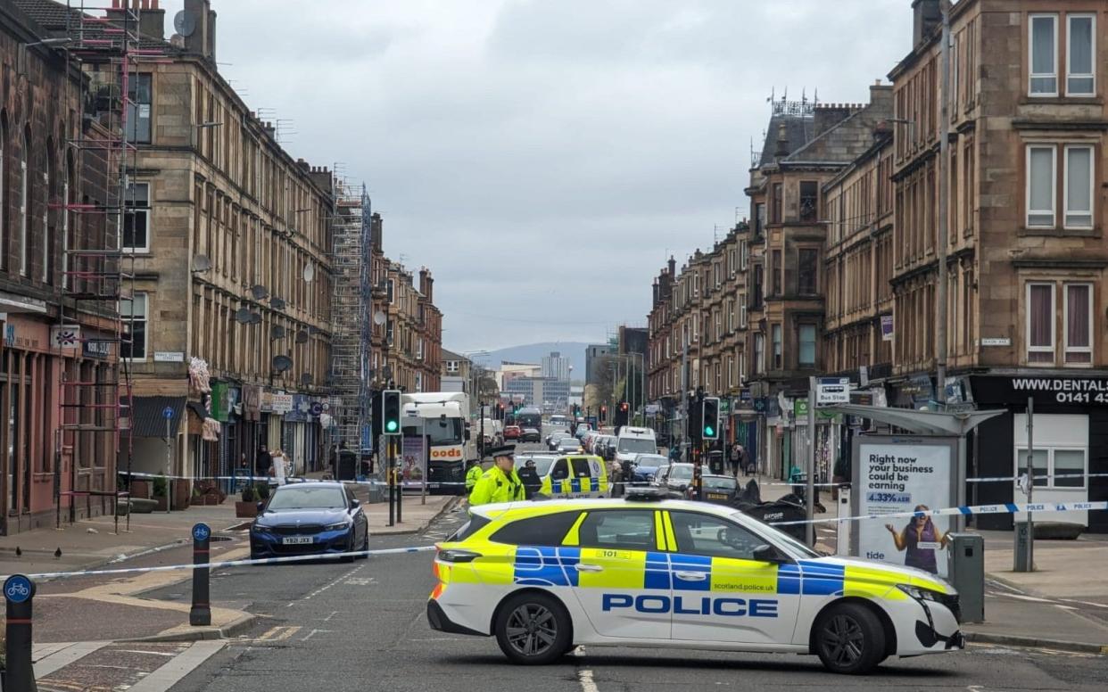 The busy road in the city's southside was shut down as police and ambulance crews attended a scene outside the Sainsbury's store