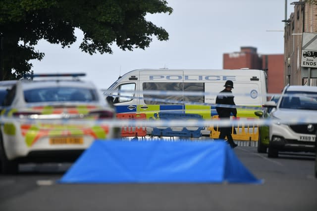 A police officer and vehicles