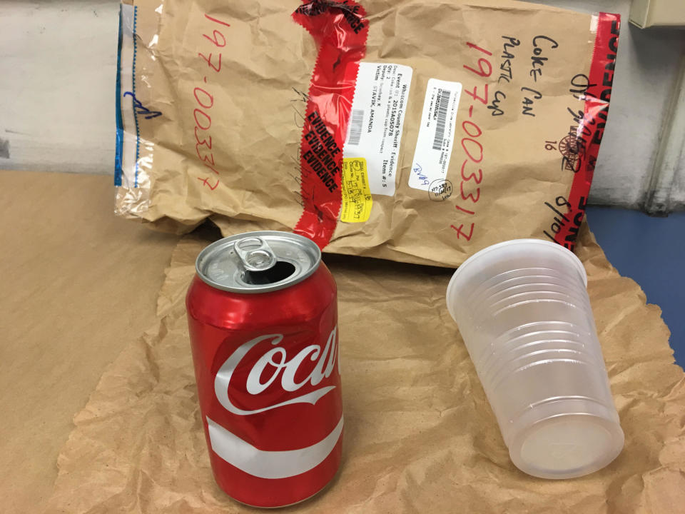 Tim Bass' Coke can and cup retrieved by Kim Wagner. / Credit: Whatcom County Court