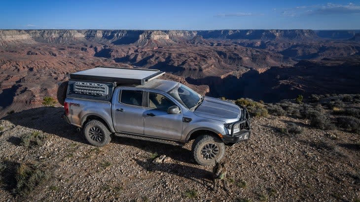 <span class="article__caption">Altogether, all the modifications to this truck make visiting spots like this, then camping there, as easy and as comfortable as possible, while adding safety. (Photo: <a href="https://www.exploringelements.com/" rel="nofollow noopener" target="_blank" data-ylk="slk:Bryon Dorr;elm:context_link;itc:0;sec:content-canvas" class="link ">Bryon Dorr</a>)</span>
