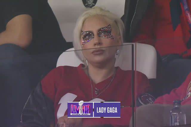<p>CBS</p> Lady Gaga at the 2024 Super Bowl