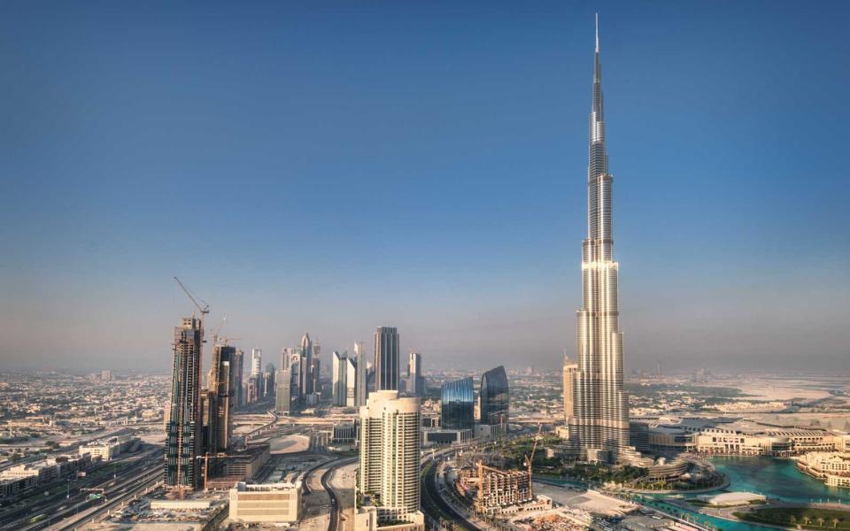 Some accommodations come with views of the Burj Khalifa.