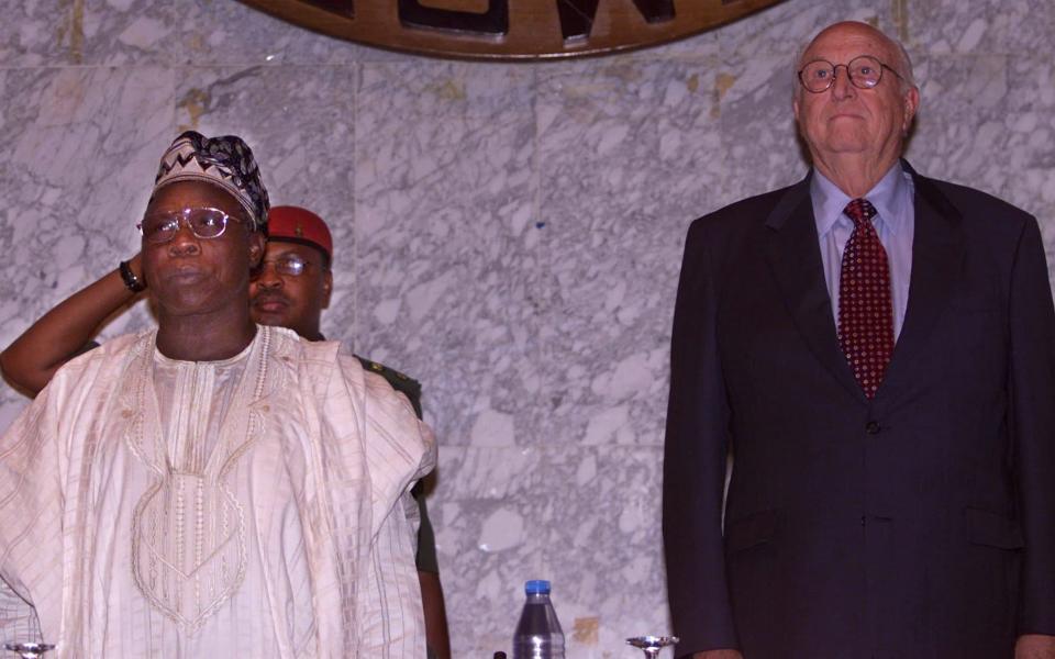 With the Nigerian president Olusegun Obasanjo at an Aids conference in Abuja in 2002 - Saurabh Das/AP