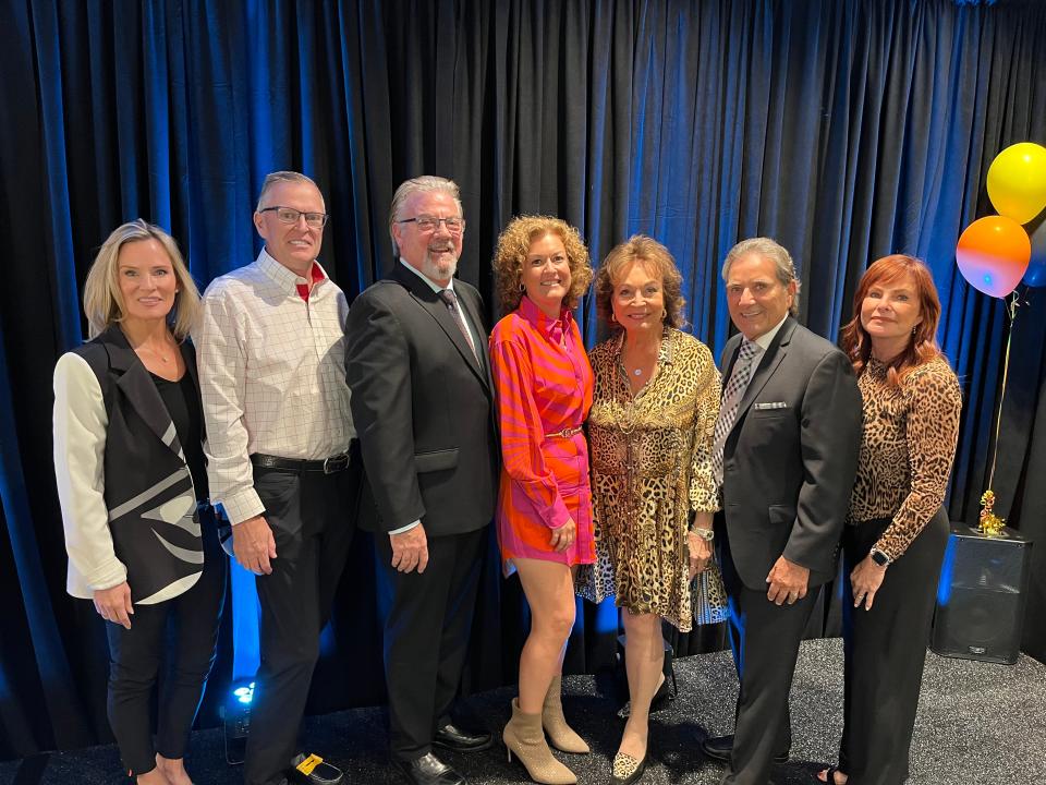 Leslie McGrath, Sean McGrath, Mitch Epstein, Mallory Grimes, Sherrie Auen, Rick Mesa and Sherry Mesa attend The Ranch Recovery Centers' 19th annual benefit on Nov. 20, 2023.