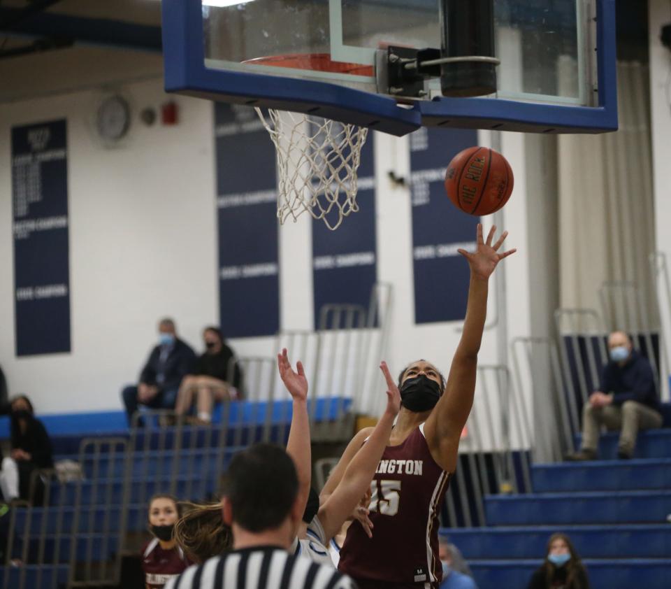 Arlington's Maya Watts goes for a layup during Wednesday's game versus John Jay on January 19, 2022. 