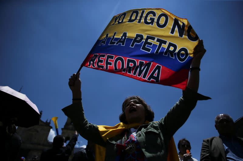 Protest against Colombian President Gustavo Petro's reforms, in Bogota