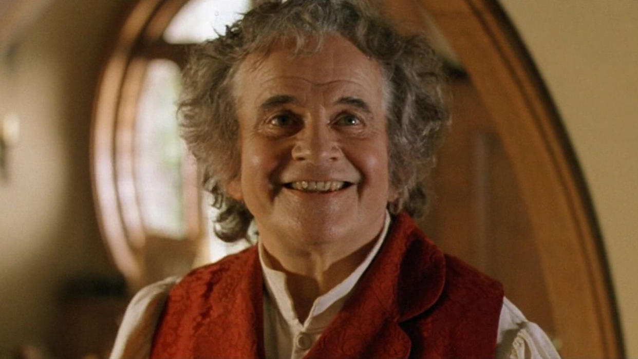 Ian Holm as Bilbo Baggins in 'Lord of the Rings: The Fellowship of the Ring'. (Credit: Warner Bros)