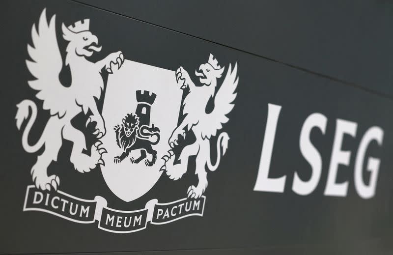 FILE PHOTO: Signage for the London Stock Exchange Group is seen outside of offices in Canary Wharf in London