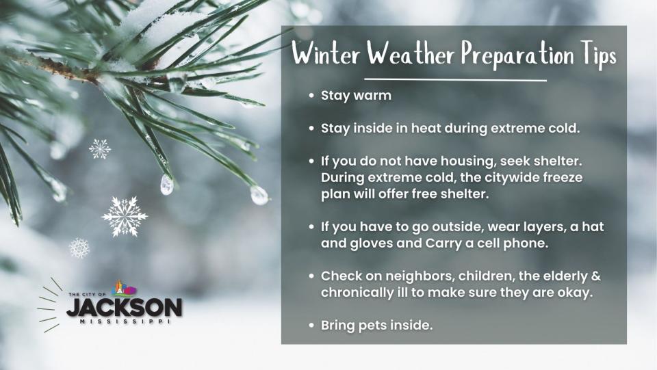 Cold weather tips provided by the City of Jackson.