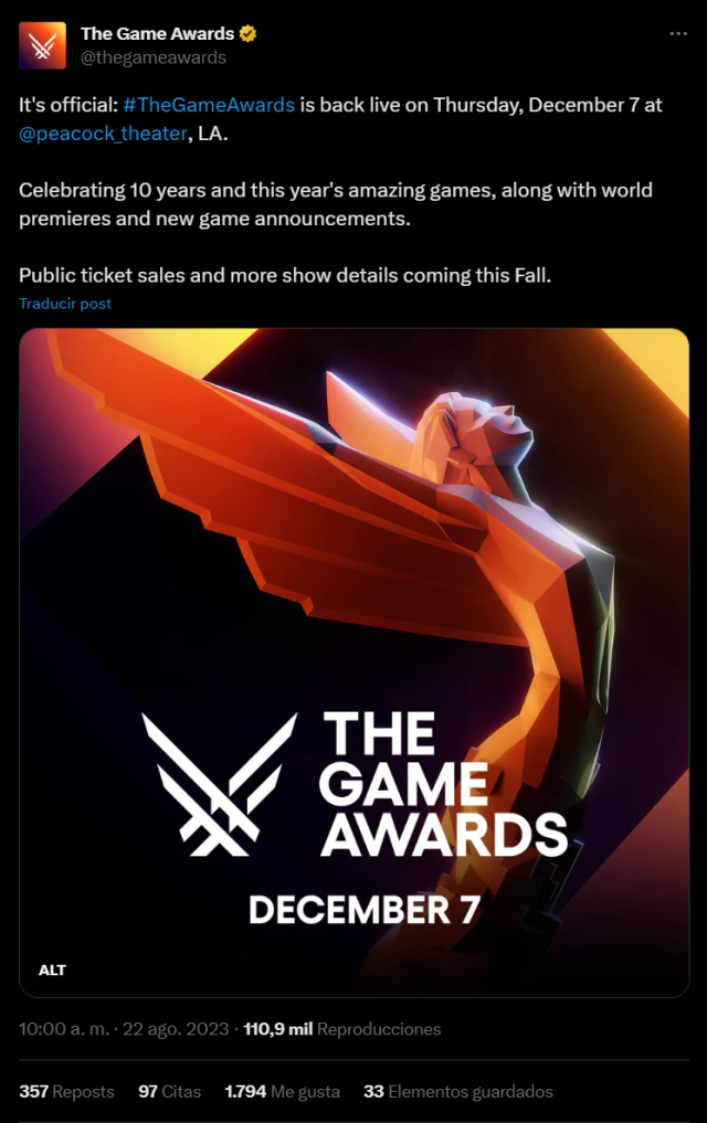 The Game Awards 2023: annunciata la data