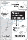 Map locates Kansas City where a gunman kills at least 3 people.