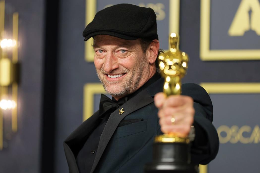 Troy Kotsur, winner of the Actor in a Supporting Role award for ‘CODA’ poses in the press room during the 94th Annual Academy Awards at Hollywood and Highland on March 27, 2022