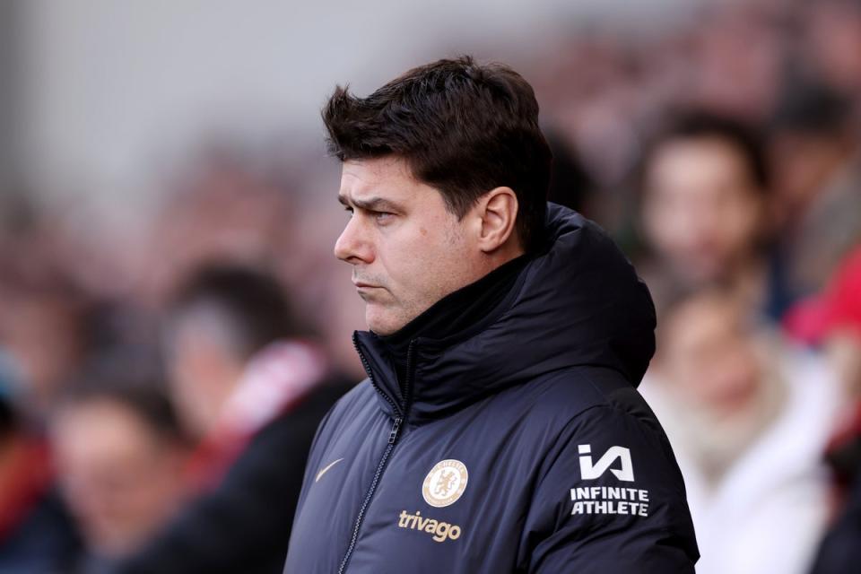 Under pressure: Chelsea supporters vented their frustration with Pochettino at Brentford (Getty Images)