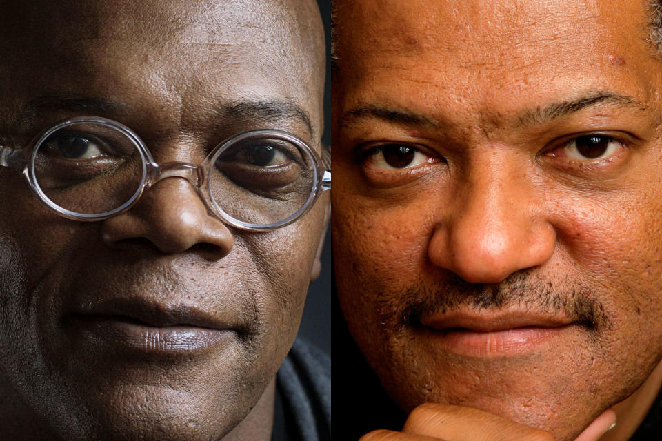 This combination of 2012 and 2008 file photos shows actors Samuel L. Jackson and Laurence Fishburne. A Los Angeles newscaster apologized to Samuel L. Jackson for confusing him with fellow actor Laurence Fishburne during a live TV interview on Monday, Feb. 10, 2014. Thomas Busey, an Indiana University psychology professor who studies face recognition, says, "There's a phenomenon called the 'other race effect,' where people in general have a tendency to confuse or fail to correctly name individuals of other races." (AP Photo/Invision, Victoria Will; Kathy Willens)