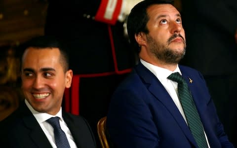 Italy's deputy prime ministers Luigi Di Maio (L) and Matteo Salvini (R) have been baiting French president Emmanuel Macron for months - Credit: &nbsp;Tony Gentile/&nbsp;REUTERS