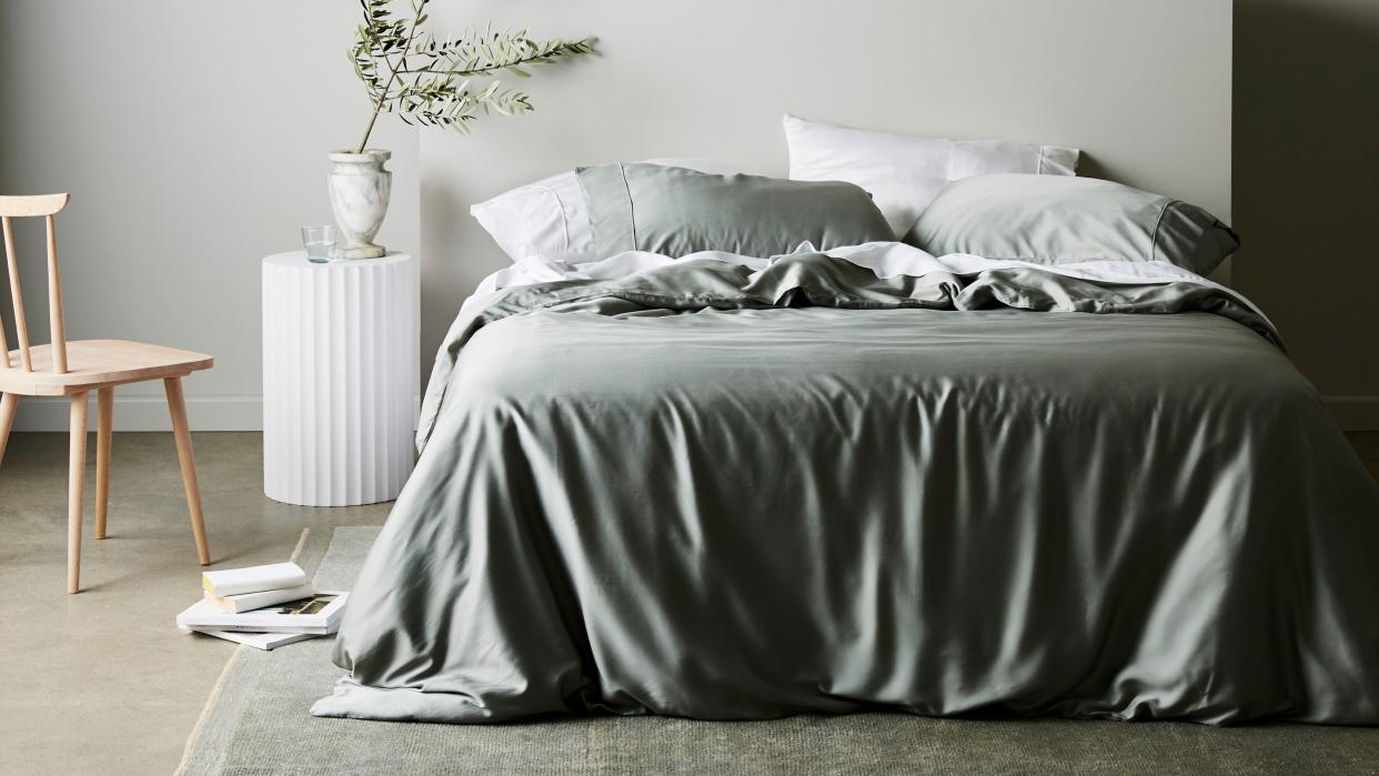  Bamboo vs Tencel sheets: Ettitude bamboo bed sheets styles on bed nicely draped  