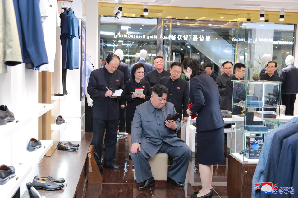North Korean Leader Kim Jong Un visits Taesong Department Store just before its opening, in this photo released on April 8, 2019 by North Korea's Korean Central News Agency (KCNA).     KCNA via REUTERS    ATTENTION EDITORS - THIS IMAGE WAS PROVIDED BY A THIRD PARTY. REUTERS IS UNABLE TO INDEPENDENTLY VERIFY THIS IMAGE. NO THIRD PARTY SALES. SOUTH KOREA OUT. TPX IMAGES OF THE DAY