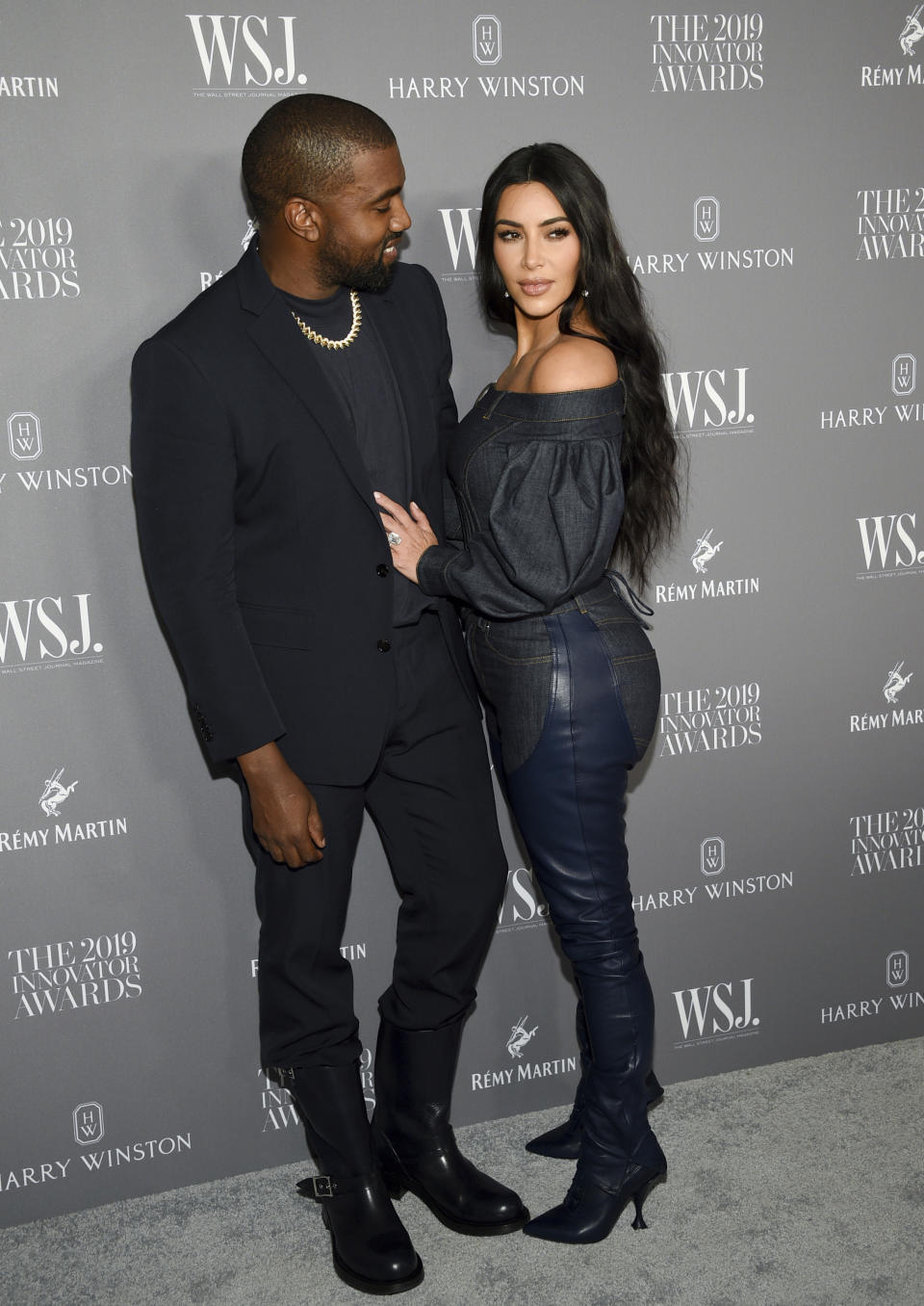 Kanye West, left, and wife Kim Kardashian West attend the WSJ. Magazine 2019 Innovator Awards at the Museum of Modern Art on Wednesday, Nov. 6, 2019, in New York. (Photo by Evan Agostini/Invision/AP)