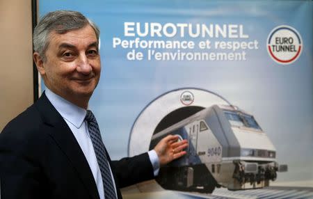 Jacques Gounon, Chairman and Chief Executive Officer of Eurotunnel, poses before the company's 2015 annual results presentation in Paris, France, February 18, 2016. REUTERS/Philippe Wojazer/File Photo