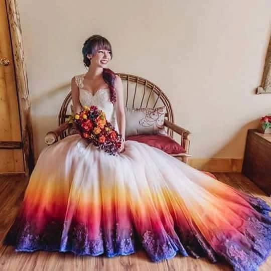 Tie dye wedding dress