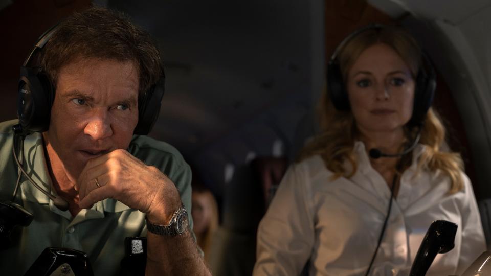 Dennis Quaid, left, and Heather Graham run into some turbulence that tests their faith in "On a Wing and a Prayer."