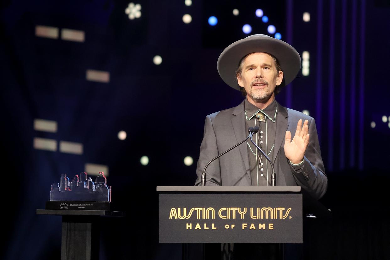 Actor and Austin native Ethan Hawke gives the induction speech Thursday for the late John Prine at "Austin City Limits" Hall of Fame ceremony.