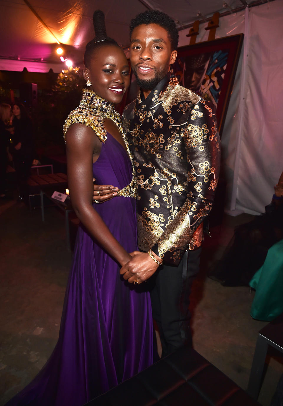 Lupita Nyong'o and Chadwick Boseman  (Alberto E. Rodriguez / Getty Images)