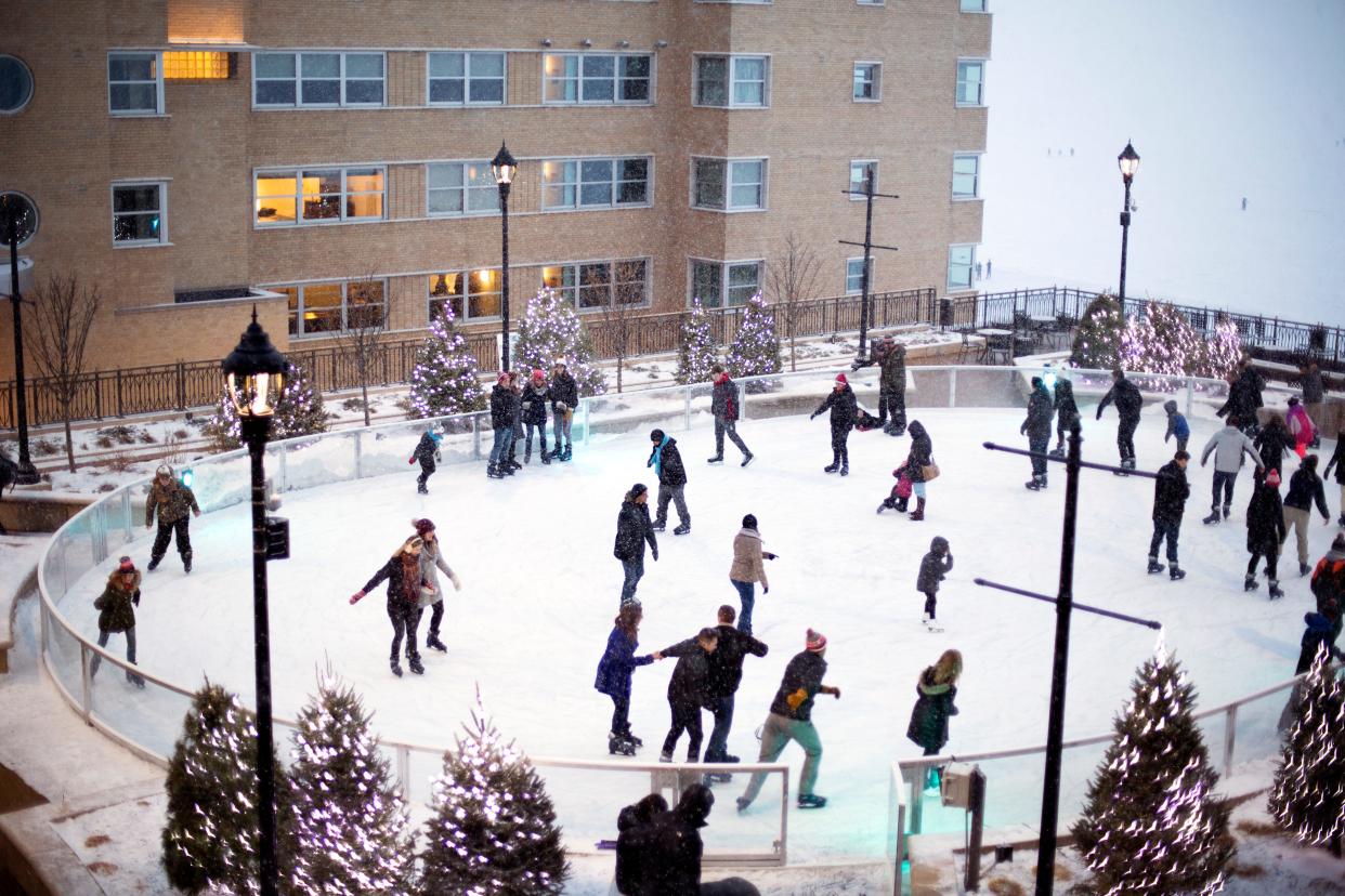 Frozen Assets Festival attendees can enjoy free ice skating and skate rental on the Edgewater Hotel's skating rink.