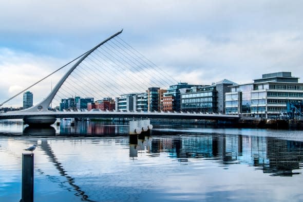 Calatrava Bridge and Liffey river , Dublin Ireland