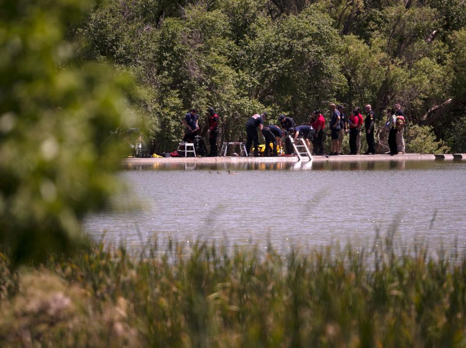 Lubbock Fire Rescue Dive Team responds to a report of two drownings, Wednesday, June 5, 2024, at Dunbar Lake.