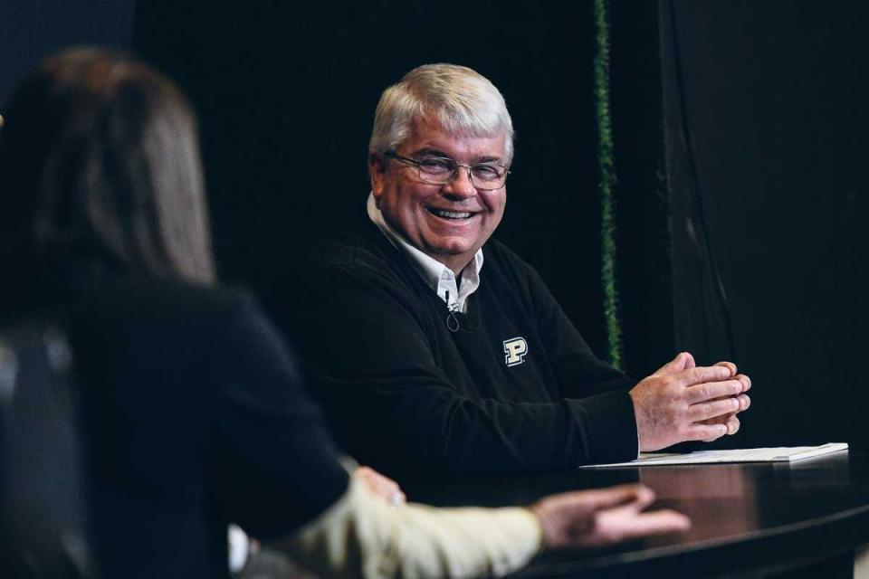 Tim Newton, the play-by-play voice of Purdue football and women's basketball, was named Indiana Sportscaster of the Year